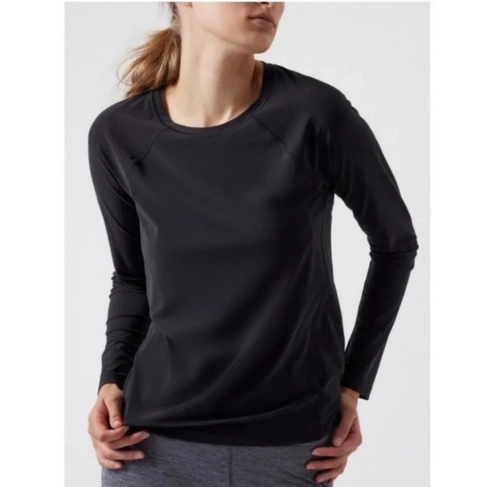 Athleta‎ Ultimate Train Top L/S Black Large Gorpcore Outdoor Gym Running Workout